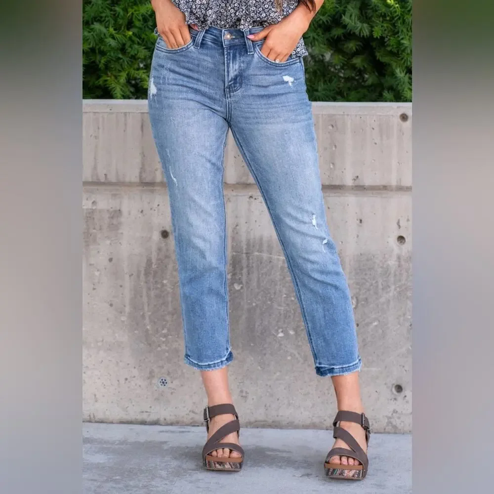 Vervet Afternoon Light Crop Straight Jeans Blue Size 29 - Picture 5 of 7